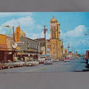 Vintage Postcard - Street and Church Tijuana Mexico - Mexfotocolor
